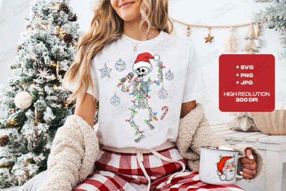 Dancing Skeleton Christmas Design: Spooky Meets Festive Fun