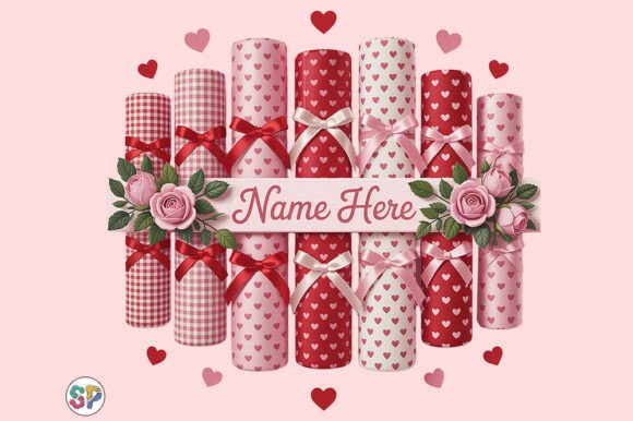 Elegant Graphic Design: Romantic Hearts, Roses and Ribbon Art