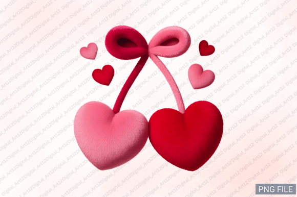 Plush Heart Cherries: Embroidery Design for Sweet Creations